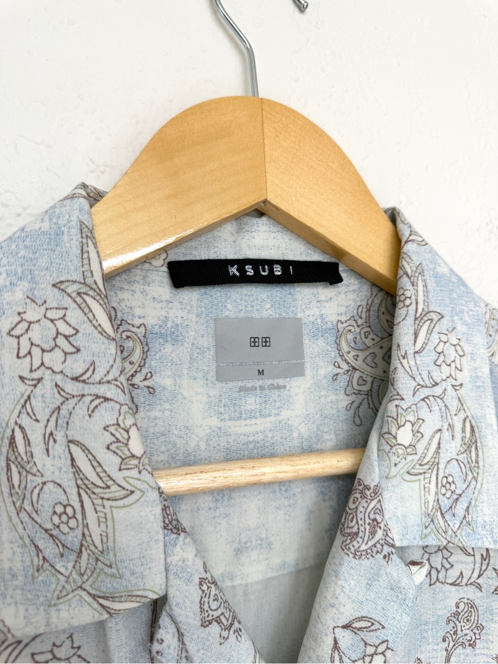 KSUBI eternity ekcess pale blue men's short sleeve camp shirt / size M - Picture 4 of 7